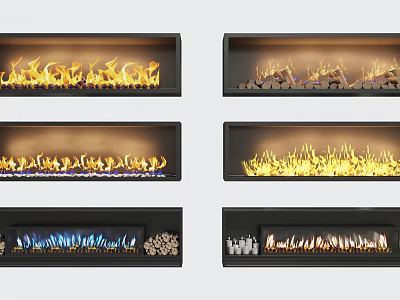 Modern Fireplace Styles With Various Flame Effects For Home Interior Design 3d model