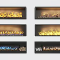 Modern Fireplace Styles With Various Flame Effects For Home Interior Design 3d model