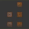Multiple Cube Shaped Orange Cross Pattern Storage Boxes Stacked On Dark Background