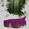 Natural Forest Scene Poster With Tree Stump Lush Green Plants And Small Bird