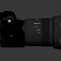 Professional Digital Camera Body With Attached Lens Control Dials And Viewfinder
