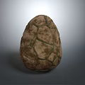 Natural Stone Wood Combined Material Egg Shaped Object With Brown Green Surface Texture 3d model