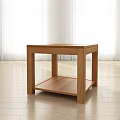 Wooden Modern Side Table With Two Tier Storage Shelf In Bright Room