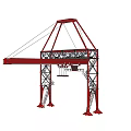 Red Industrial Gantry Crane With Steel Frame Structure And Lifting Mechanism