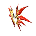 Red And Golden Symmetrical Wings Decorations With Intricate Patterns And Sharp Spikes Design