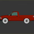 Red Chevrolet Pickup Truck 3D Render with Black Background and Reflective Surface