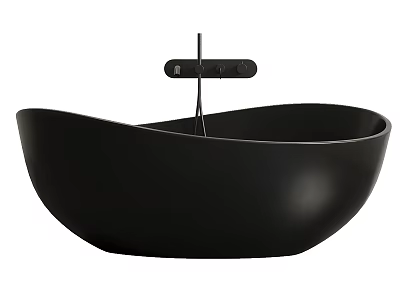 Elegant Black Freestanding Bathtub With Sleek Oval Design And Modern Faucet 3d model