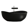 Elegant Black Freestanding Bathtub With Sleek Oval Design And Modern Faucet