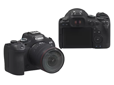 Canon Digital Camera Front And Back View With Lens And Screen 3d model