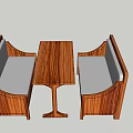 Modern Wooden Public Chair Set With Table And White Cushioned Seats