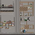 Wine Cabinet Interior With Multiple Storage Shelves Wine Bottles Glasses And Decorative Plants