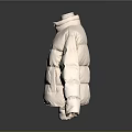 Stylish Light Pink Puffer Jacket Displayed On Mannequin With Gray Background