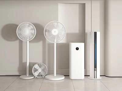 Modern White Air Cooler Fans With Stand And Tower Design For Home Use 3d model