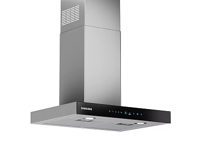 Modern Kitchen Range Hood Appliance with Stainless Steel Body and Black Control Panel 3d model