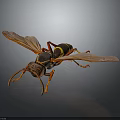 Detailed 3D Rendered Hornet With Yellow And Black Stripes And Wings On Dark Background
