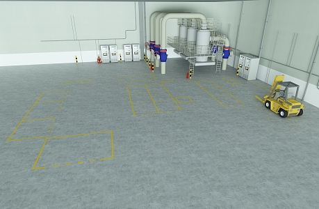 Forklift line planning plant internal industrial plant 3d model