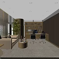 Modern Office Interior Design With Sofa Coffee Table Bookshelf Desk And Chairs 3d model