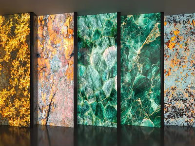 Colorful Textured Background Wall With Marble Like Patterns And Decorative Designs 3d model