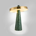 Green Marble Side Table with Gold Circular Top and Built in Light 3d model