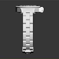Modern Wristwatch With Silver Link Bracelet Black Dial White Face And Numeric Markers