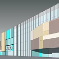 Modern Commercial Complex Exterior With Glass Curtain Walls Colorful Facade And JUSCO Signage