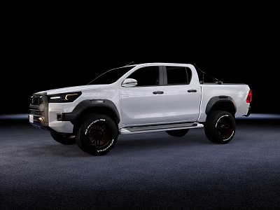 White Modern Double Cab Pickup Truck Exterior With Off Road Black Wheels 3d model