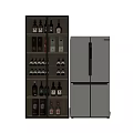 Modern Wine Cabinet With Glass Doors And Multi Layer Shelves For Wine Bottles