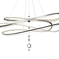 Elegant Modern Hanging Chandelier With Curved Metallic Rings And Spherical Accents