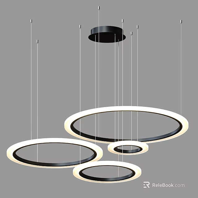 Modern Circular Ring Chandelier with White and Black Hanging Design for Ceiling 3d model