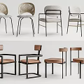 Modern Dining Chairs With Textured Backrests Leather Seats And Black Metal Legs