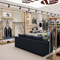 Stylish Men's Clothing Store Interior With Suits Mannequins Display Racks And Lighting