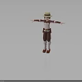 3D Character Creature Wearing Straw Hat Brown Red Outfit White Boots Arms Outstretched