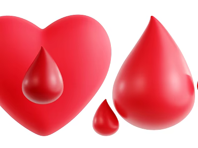 Red Heart Shape and Water Drop Shape Decorative Ornament Set for Home Decoration 3d model