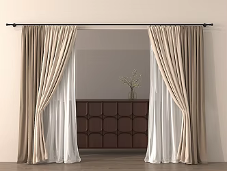 Modern Curtain Gauze Curtain Cloth Curtain Pleated Curtain Solid Color 3d model