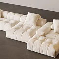 Comfortable Modular White Sectional Sofa with Plush Cushions and Minimalist Style