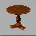 Wooden Round Table With Smooth Top And Carved Pedestal Base Design