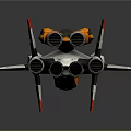Detailed Sci-Fi Aircraft Model Red White Orange Sleek Aerodynamic Design With Multiple Engines 3d model