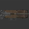 Brown Military Vehicle Truck With Six Wheel Design And Large Artillery Gun