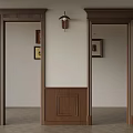 Wooden Door Frames With Wainscoting Wall Lamp Framed Art And Green Plant