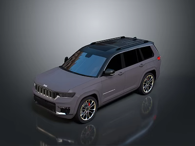 Gray Jeep SUV With Black Roof Rack And Red Brake Calipers Design 3d model