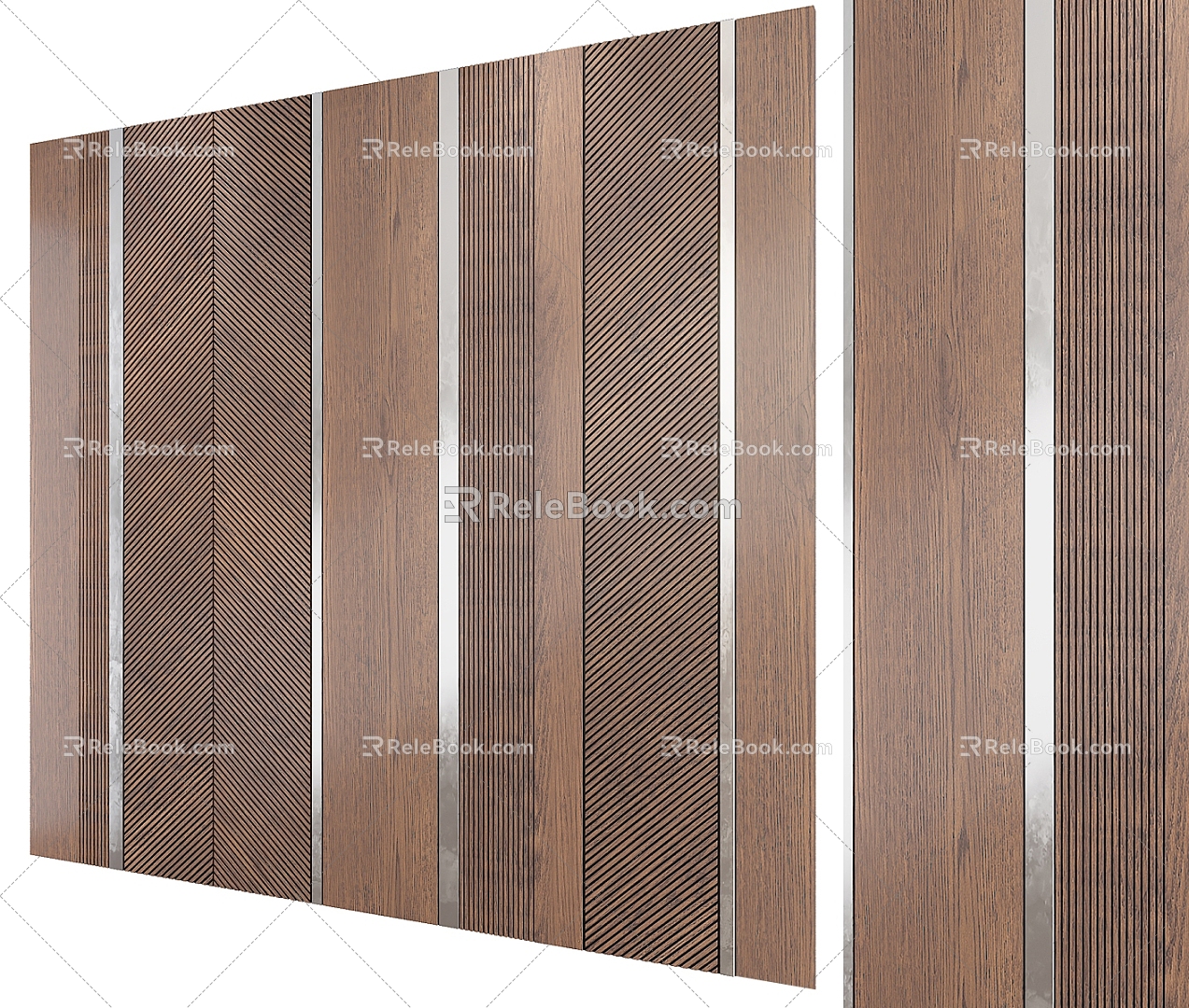 Modern wood veneer background wall panel 3d model