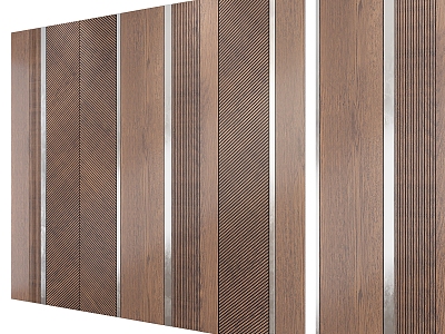 Modern wood veneer background wall panel 3d model