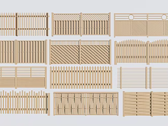 Modern Guardrail Fence Railing Fence Wooden Fence 3d model
