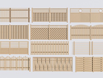 Modern Guardrail Fence Railing Fence Wooden Fence 3d model