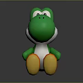 Green Cartoon Dinosaur Character Sitting With Yellow And Red Feet Plush Toy Model