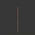 Tall Wooden Utility Pole Standing With Three Green Insulators Against Gray Background
