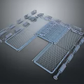 Grey Architectural Landscape With 3D Model Grid Like Strip Components Parts Board