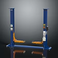 Two Post Car Lift With Blue Frame Orange Arms And Control Panel For Automotive Repair
