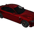 Red Alfa Romeo Sport Sedan With Black Wheels Red Brake Calipers And Front Grille Design