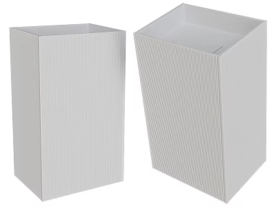 Two White Square Washbasins With Vertical Striped Texture For Modern Bathroom Design 3d model
